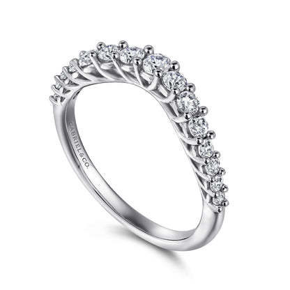 Curved Platinum Shared Prong Diamond Wedding Band — Gabriel & Co. AN10959PT4JJ