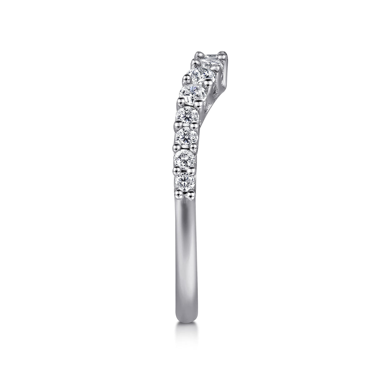 Curved Platinum Shared Prong Diamond Wedding Band — Gabriel & Co. AN10959PT4JJ