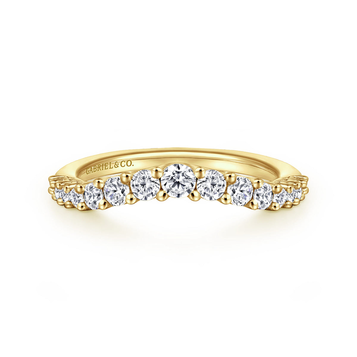 Curved-14K Yellow Gold Diamond Anniversary Band — Gabriel & Co. AN10959Y44JJ