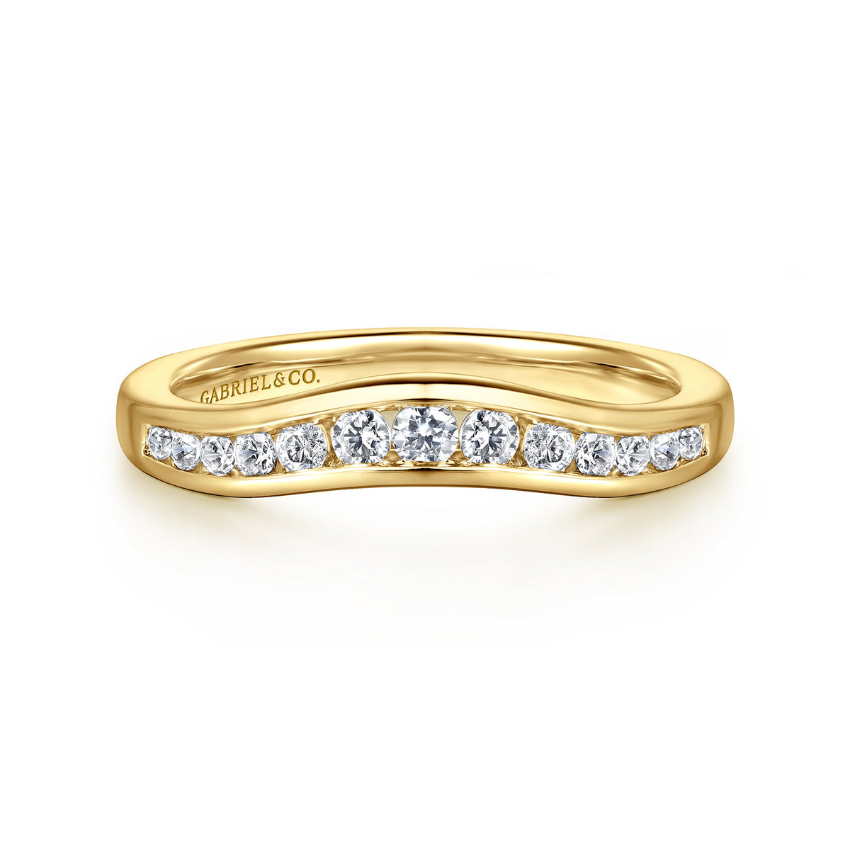 Curved 14K Yellow Gold Channel Set Diamond Anniversary Band — Gabriel & Co. AN10962Y44JJ