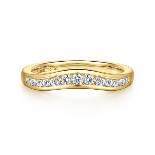 Curved 14K Yellow Gold Channel Set Diamond Anniversary Band — Gabriel & Co. AN10962Y44JJ