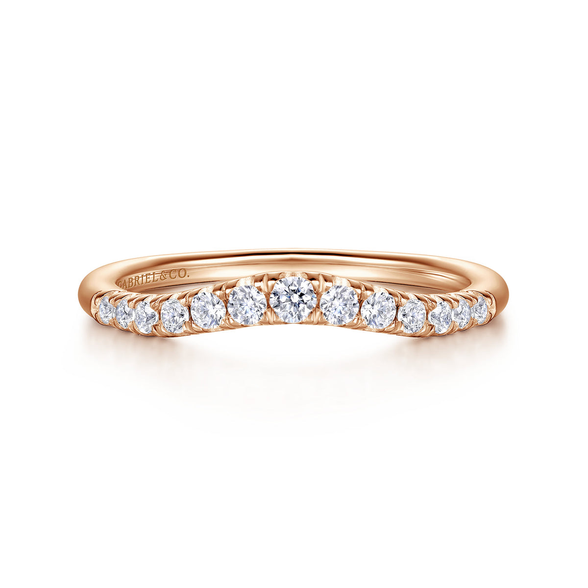 Curved-14K Rose Gold Diamond Anniversary Band — Gabriel & Co. AN10963K44JJ