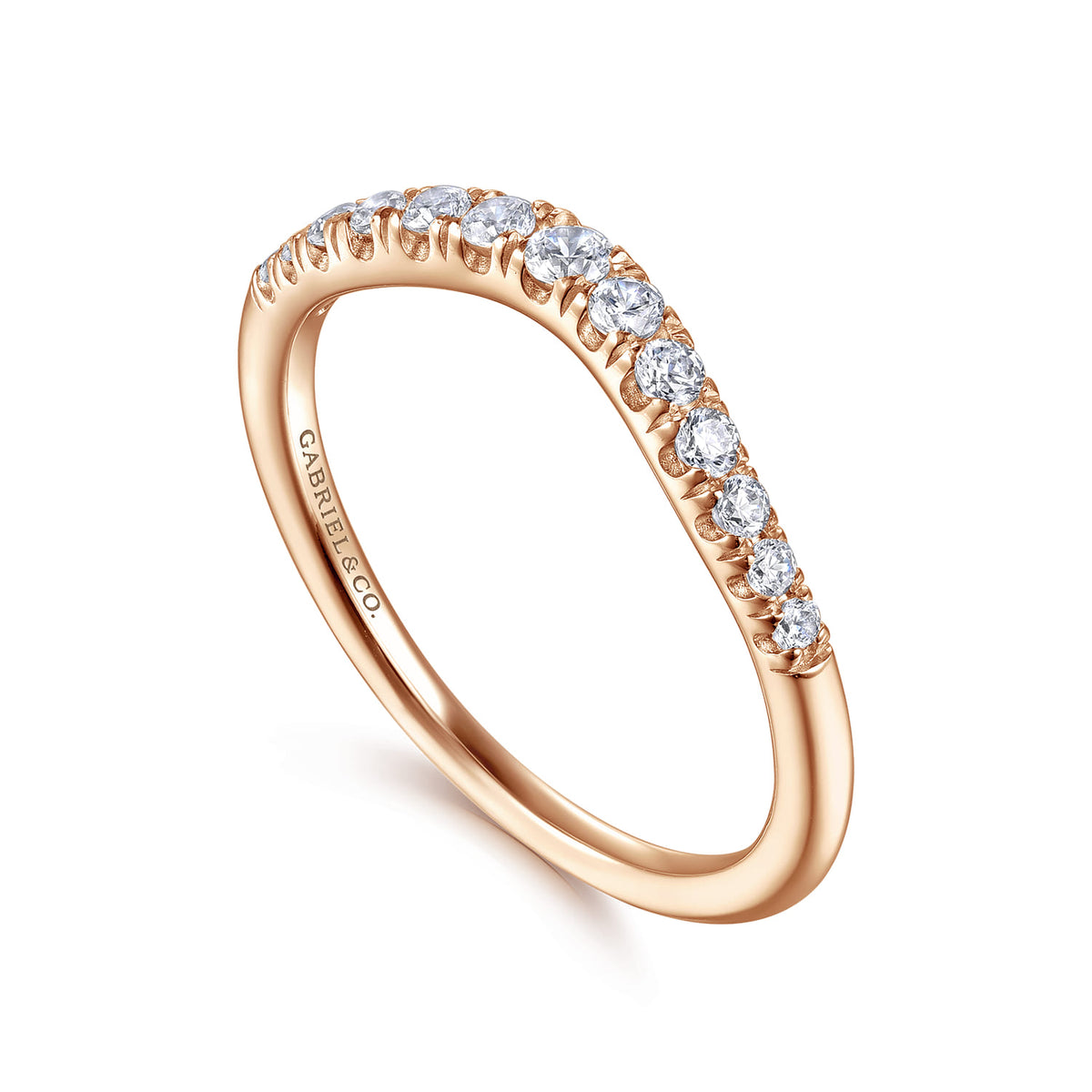 Curved-14K Rose Gold Diamond Anniversary Band — Gabriel & Co. AN10963K44JJ