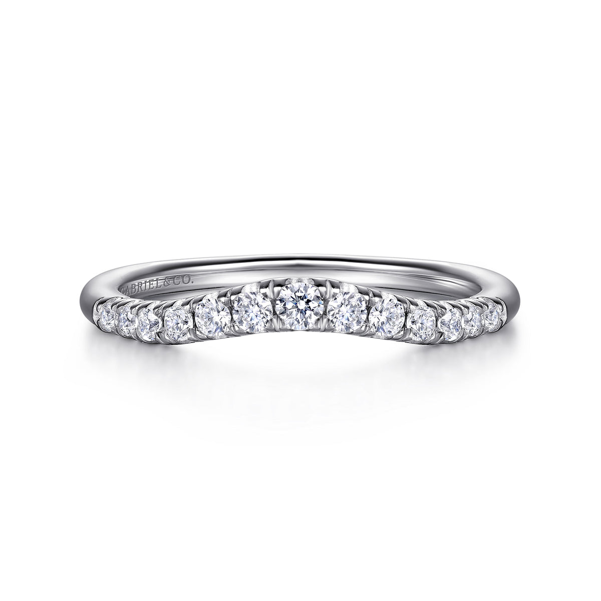 Curved Platinum French Pave Diamond Wedding Band — Gabriel & Co. AN10963PT4JJ