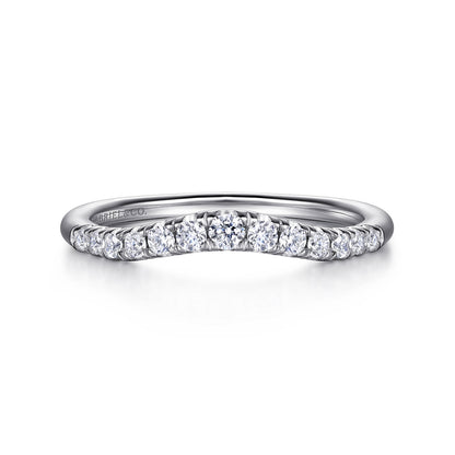 Curved Platinum French Pave Diamond Wedding Band — Gabriel & Co. AN10963PT4JJ