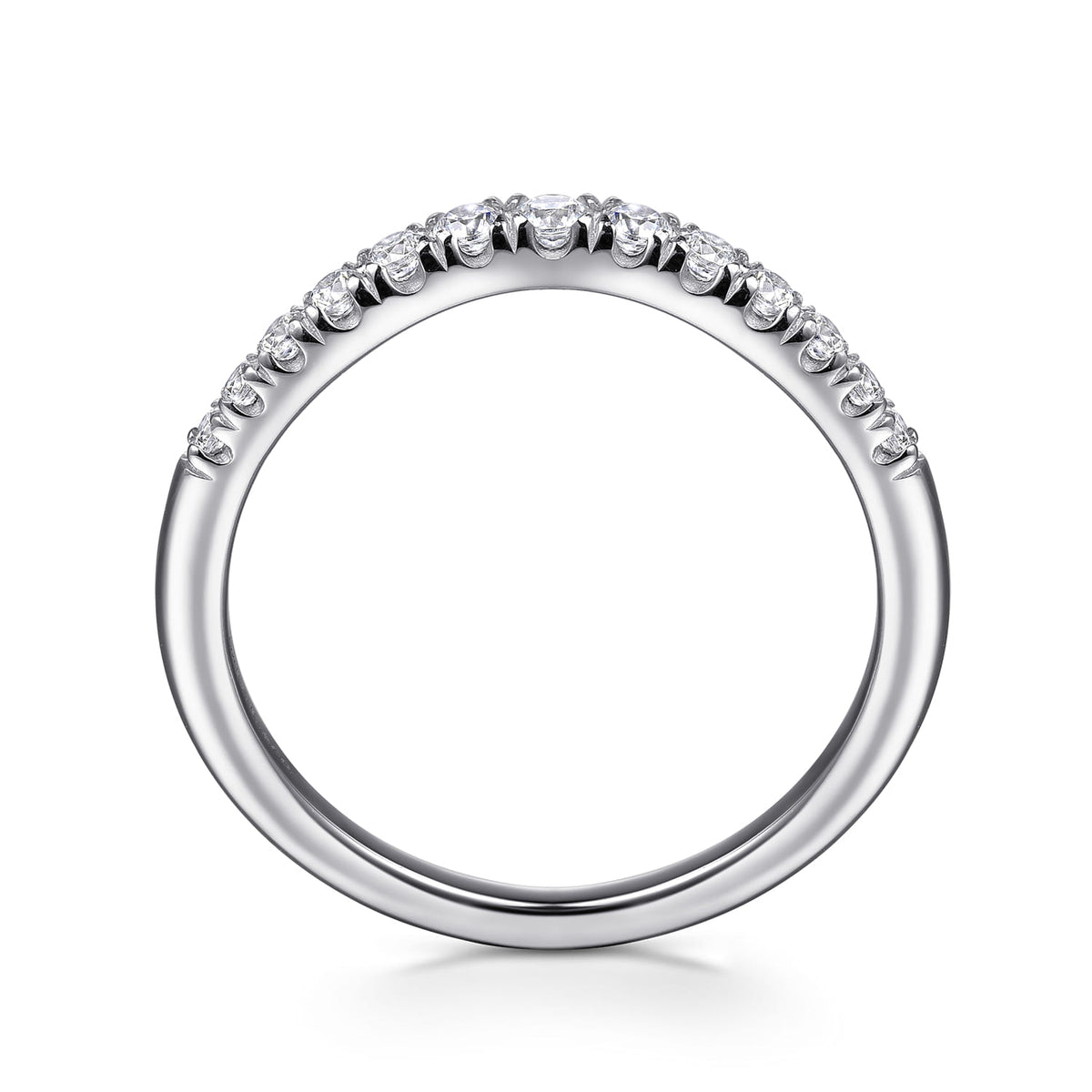 Curved Platinum French Pave Diamond Wedding Band — Gabriel & Co. AN10963PT4JJ