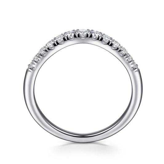Curved Platinum French Pave Diamond Wedding Band — Gabriel & Co. AN10963PT4JJ