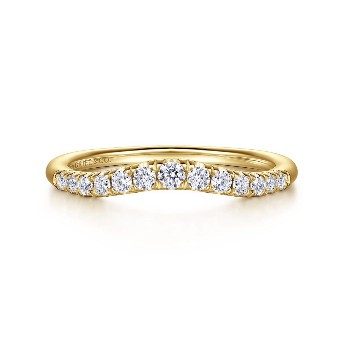 Curved-14K Yellow Gold Diamond Anniversary Band — Gabriel & Co. AN10963Y44JJ