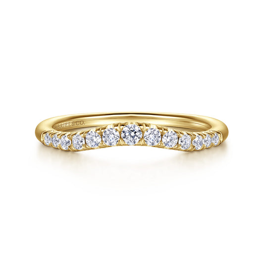 Curved-14K Yellow Gold Diamond Anniversary Band — Gabriel & Co. AN10963Y44JJ