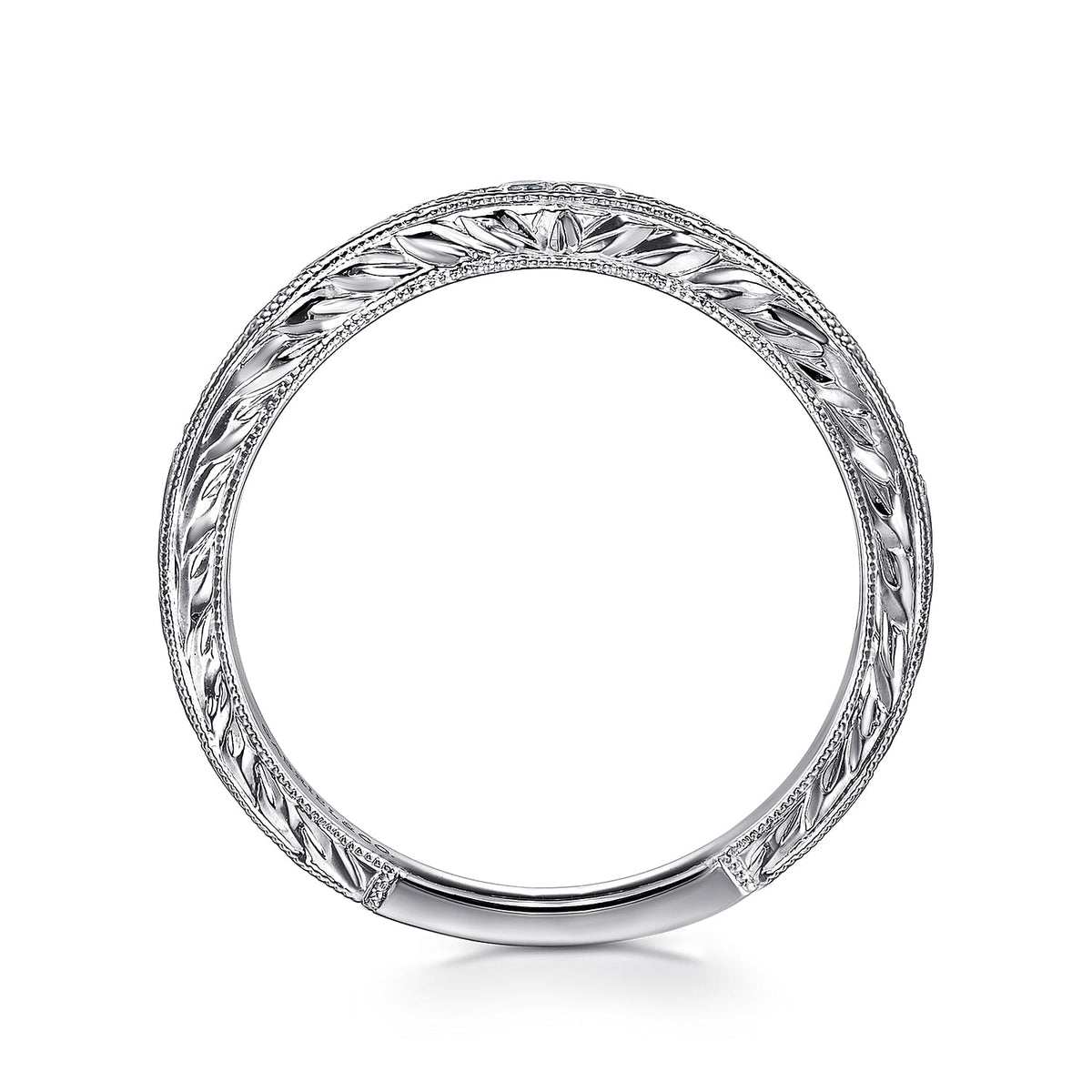 Vintage Inspired Curved Platinum Micro Pave Diamond Anniversary Band — Gabriel & Co. AN10966PT4JJ