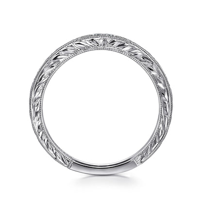 Vintage Inspired Curved Platinum Micro Pave Diamond Anniversary Band — Gabriel & Co. AN10966PT4JJ