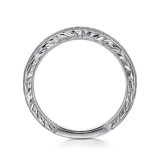 Vintage Inspired Curved Platinum Micro Pave Diamond Anniversary Band — Gabriel & Co. AN10966PT4JJ