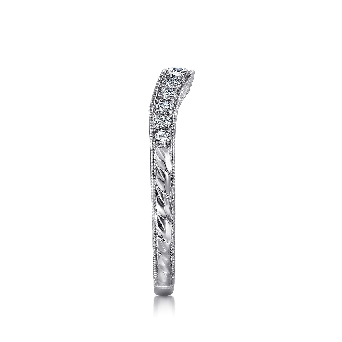 Vintage Inspired Curved Platinum Micro Pave Diamond Anniversary Band — Gabriel & Co. AN10966PT4JJ