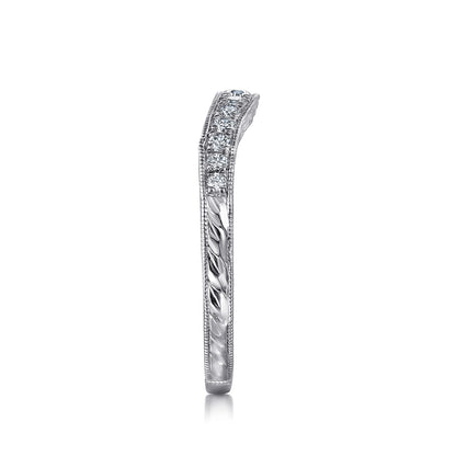 Vintage Inspired Curved Platinum Micro Pave Diamond Anniversary Band — Gabriel & Co. AN10966PT4JJ
