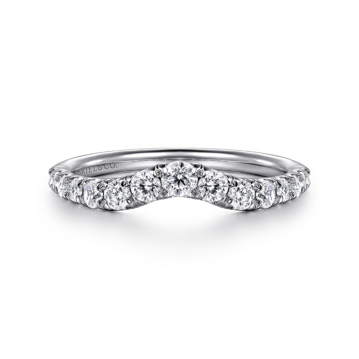 Curved Platinum French Pave Diamond Wedding Band — Gabriel & Co. AN10969PT4JJ