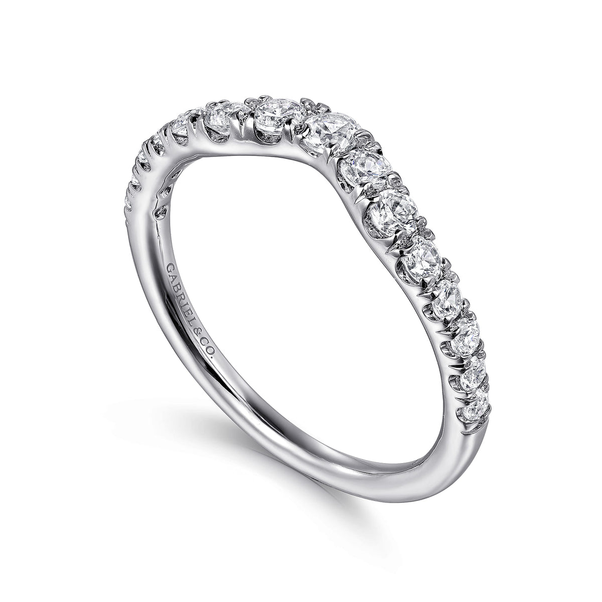 Curved Platinum French Pave Diamond Wedding Band — Gabriel & Co. AN10969PT4JJ