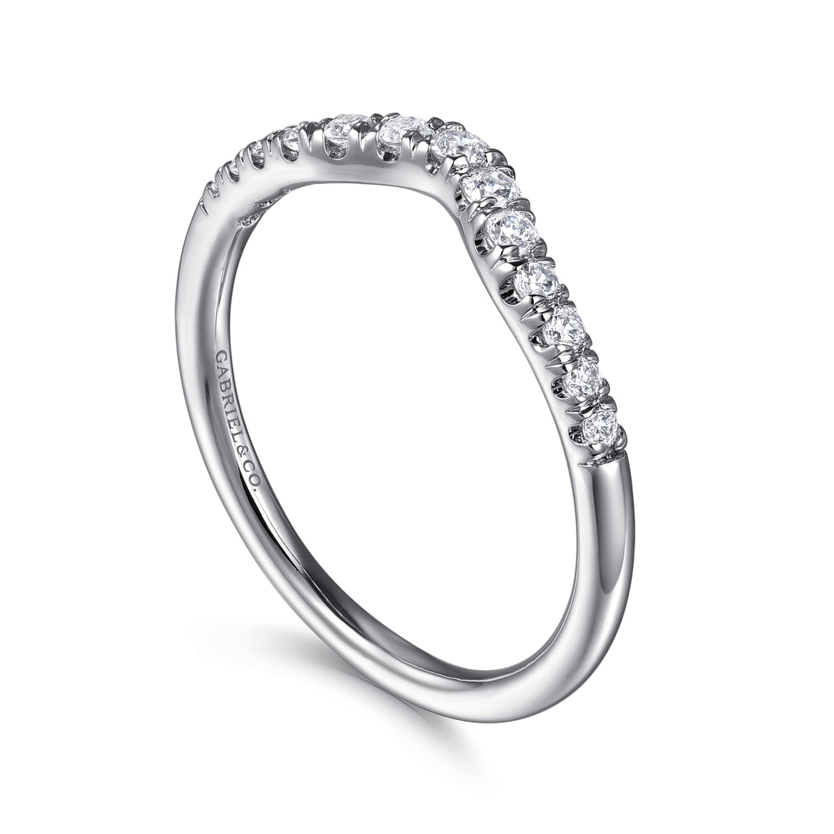 Curved Platinum French Pave Diamond Wedding Band — Gabriel & Co. AN10974PT4JJ