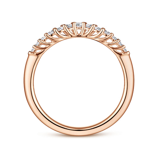 Curved 14K Rose Gold Shared Prong Diamond Wedding Band — Gabriel & Co. AN10975K44JJ