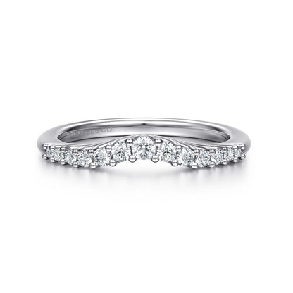 Curved Platinum Shared Prong Diamond Wedding Band — Gabriel & Co. AN10975PT4JJ