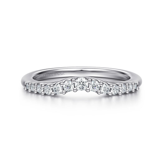 Curved Platinum Shared Prong Diamond Wedding Band — Gabriel & Co. AN10975PT4JJ