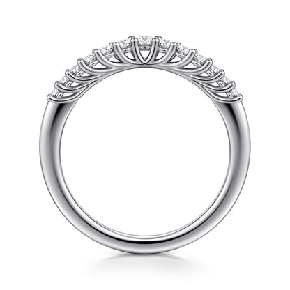 Curved Platinum Shared Prong Diamond Wedding Band — Gabriel & Co. AN10975PT4JJ