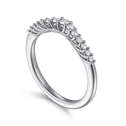 Curved Platinum Shared Prong Diamond Wedding Band — Gabriel & Co. AN10975PT4JJ