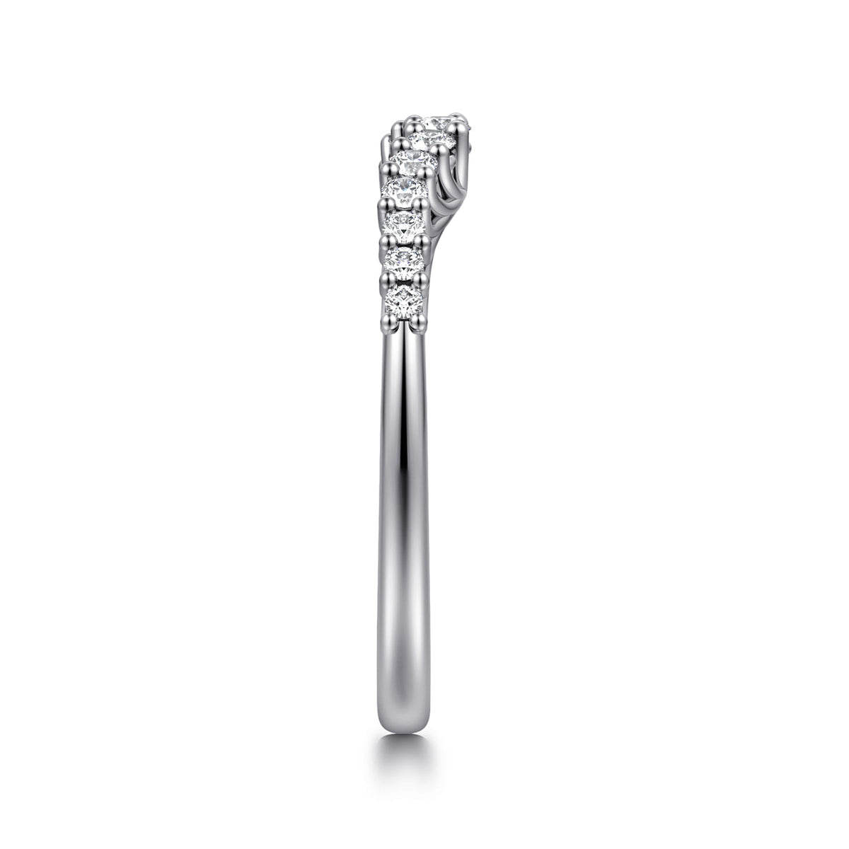 Curved Platinum Shared Prong Diamond Wedding Band — Gabriel & Co. AN10975PT4JJ
