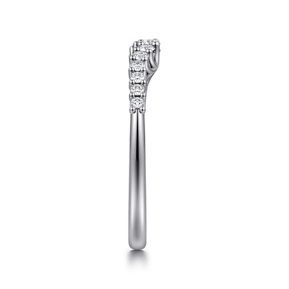Curved Platinum Shared Prong Diamond Wedding Band — Gabriel & Co. AN10975PT4JJ