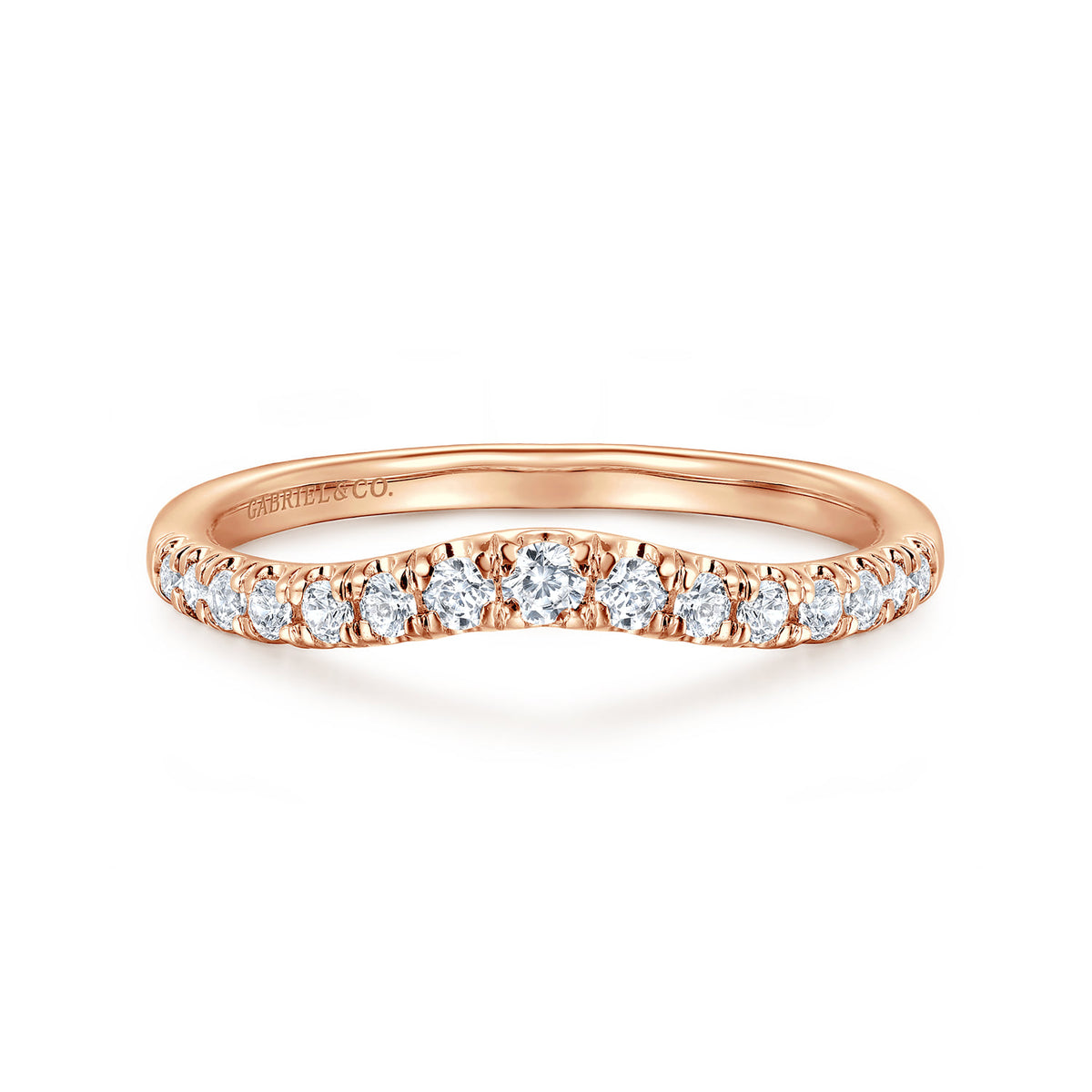 Curved-14K Rose Gold Diamond Anniversary Band — Gabriel & Co. AN11013K44JJ
