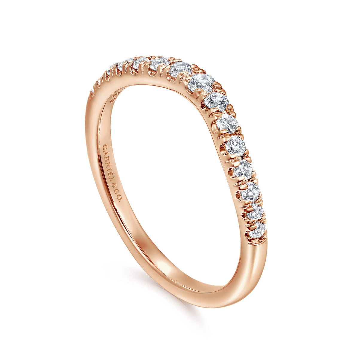 Curved-14K Rose Gold Diamond Anniversary Band — Gabriel & Co. AN11013K44JJ