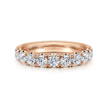 14K Rose Gold 11 Stone French Pave Set Diamond Wedding Band — Gabriel & Co. AN11179K44JJ