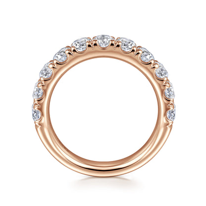 14K Rose Gold 11 Stone French Pave Set Diamond Wedding Band — Gabriel & Co. AN11179K44JJ