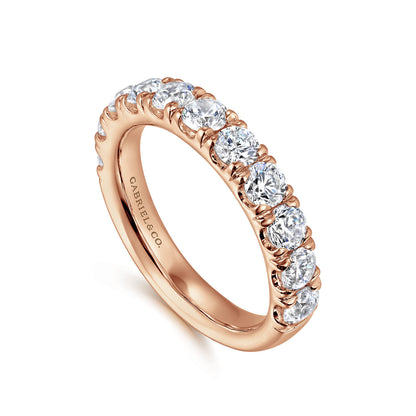 14K Rose Gold 11 Stone French Pave Set Diamond Wedding Band — Gabriel & Co. AN11179K44JJ