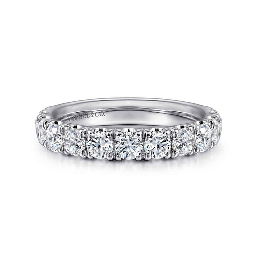 Platinum 11 Stone French Pave Set Diamond Wedding Band — Gabriel & Co. AN11179PT4JJ