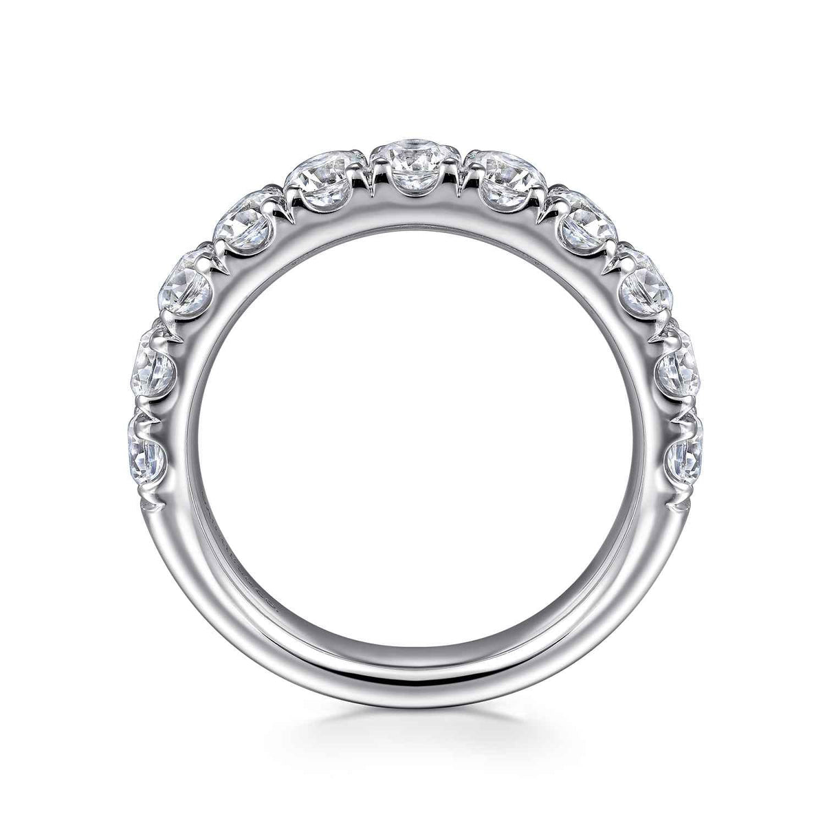 Platinum 11 Stone French Pave Set Diamond Wedding Band — Gabriel & Co. AN11179PT4JJ