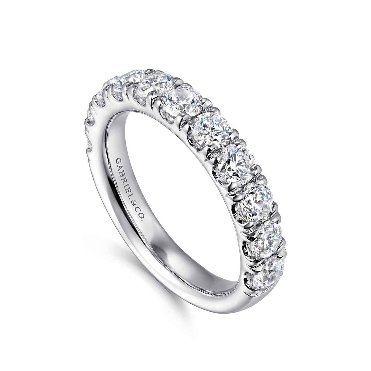 Platinum 11 Stone French Pave Set Diamond Wedding Band — Gabriel & Co. AN11179PT4JJ