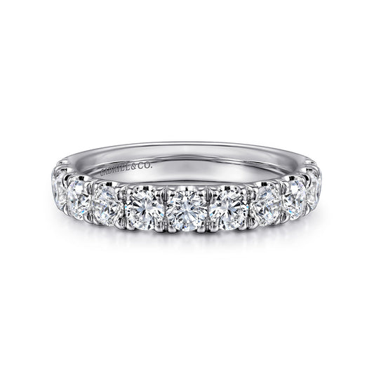 14K White Gold 11 Stone French Pavé Set Diamond Wedding Band — Gabriel & Co. AN11179W44JJ