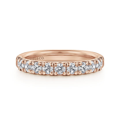 14K Rose Gold French Pave Set Diamond Wedding Band — Gabriel & Co. AN12085K44JJ
