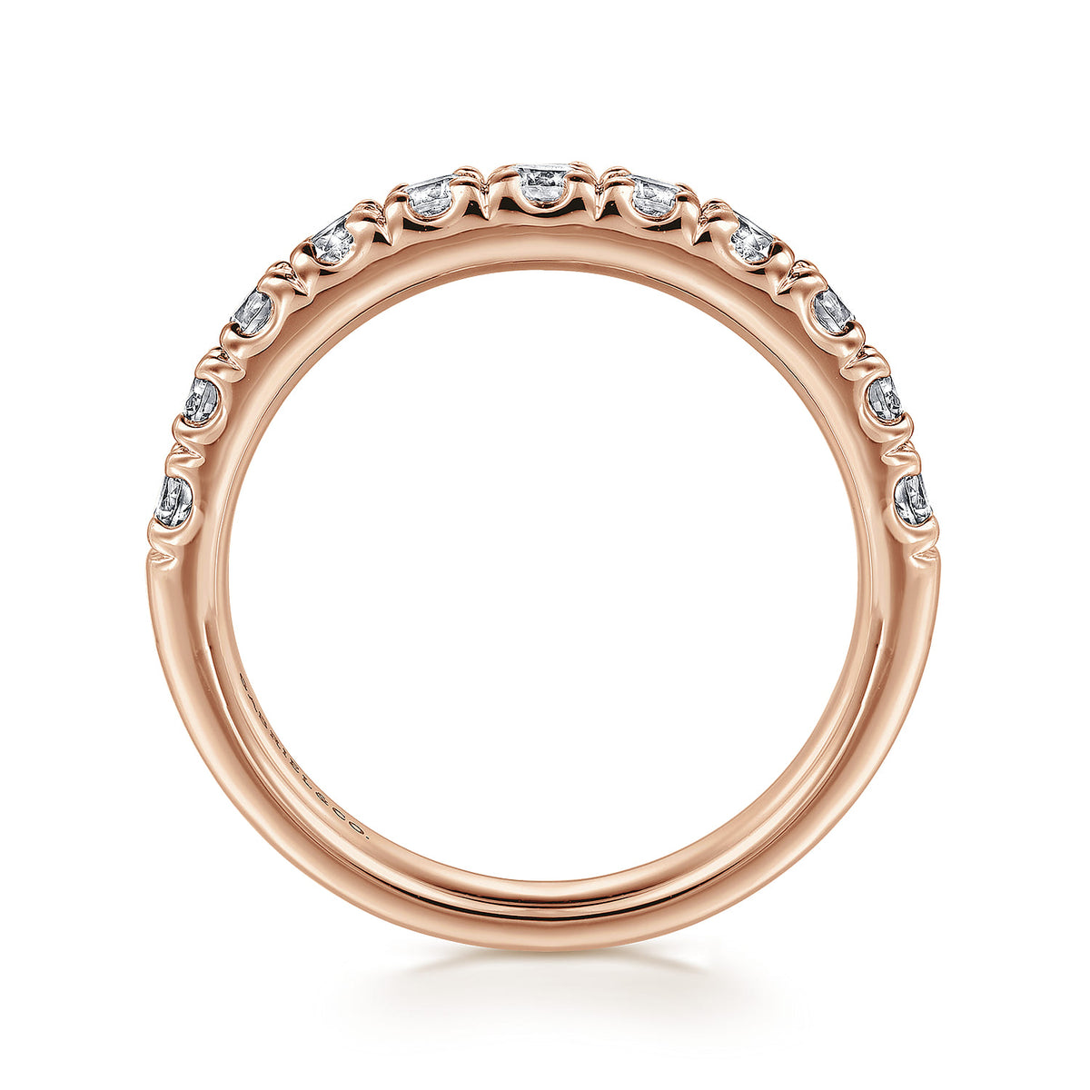 14K Rose Gold French Pave Set Diamond Wedding Band — Gabriel & Co. AN12085K44JJ