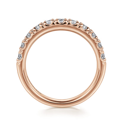 14K Rose Gold French Pave Set Diamond Wedding Band — Gabriel & Co. AN12085K44JJ