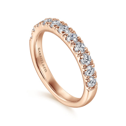 14K Rose Gold French Pave Set Diamond Wedding Band — Gabriel & Co. AN12085K44JJ