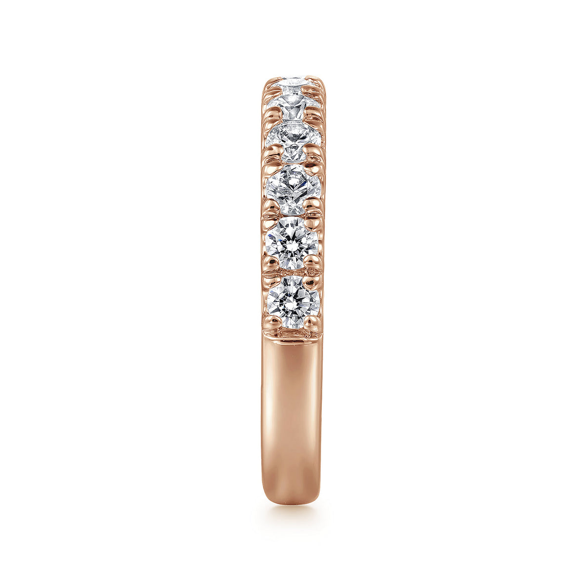 14K Rose Gold French Pave Set Diamond Wedding Band — Gabriel & Co. AN12085K44JJ