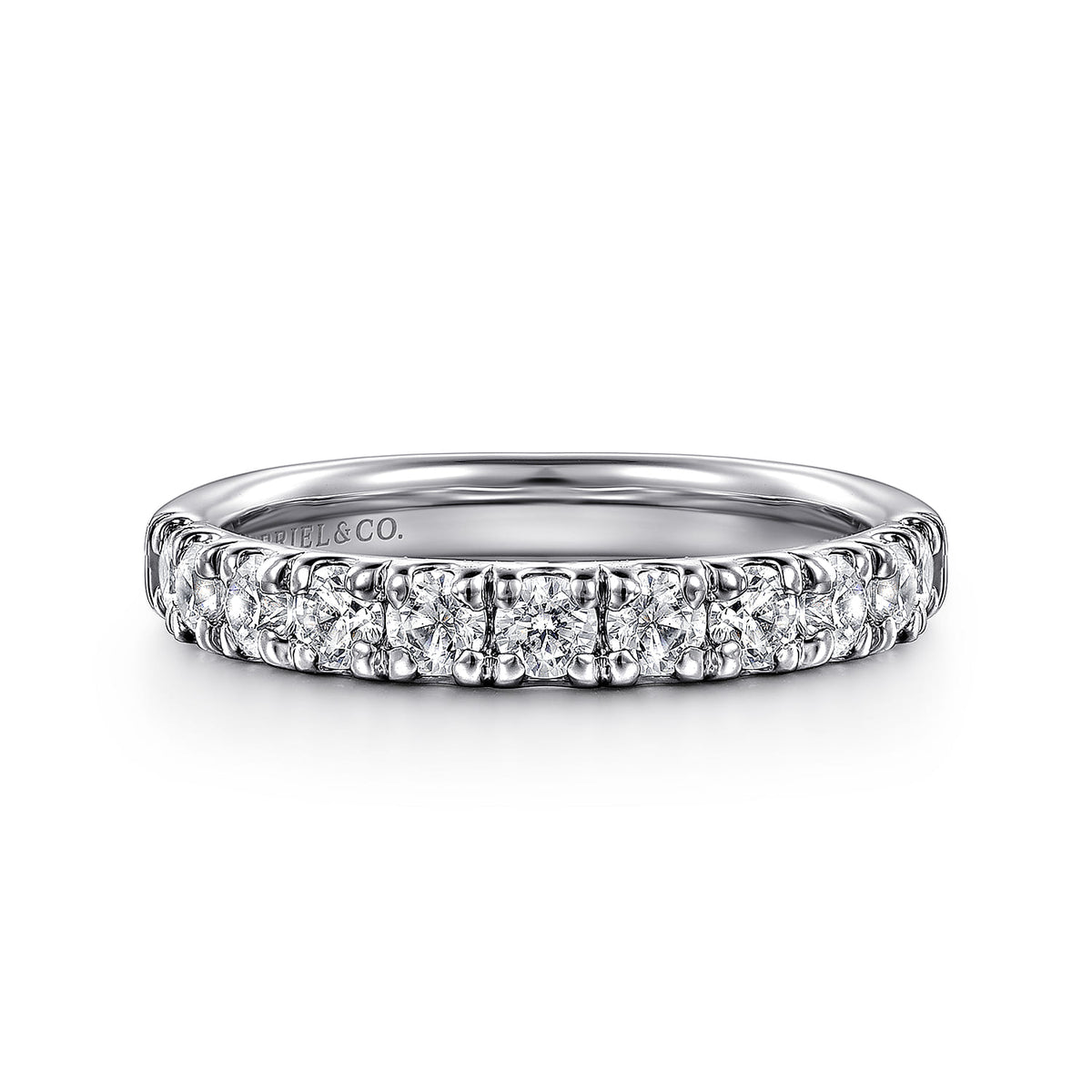 Platinum 11 Stone French Pave Diamond Wedding Band — Gabriel & Co. AN12085PT4JJ