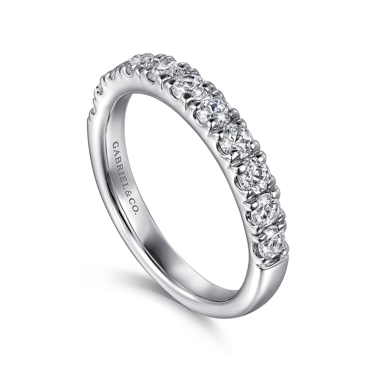 Platinum 11 Stone French Pave Diamond Wedding Band — Gabriel & Co. AN12085PT4JJ