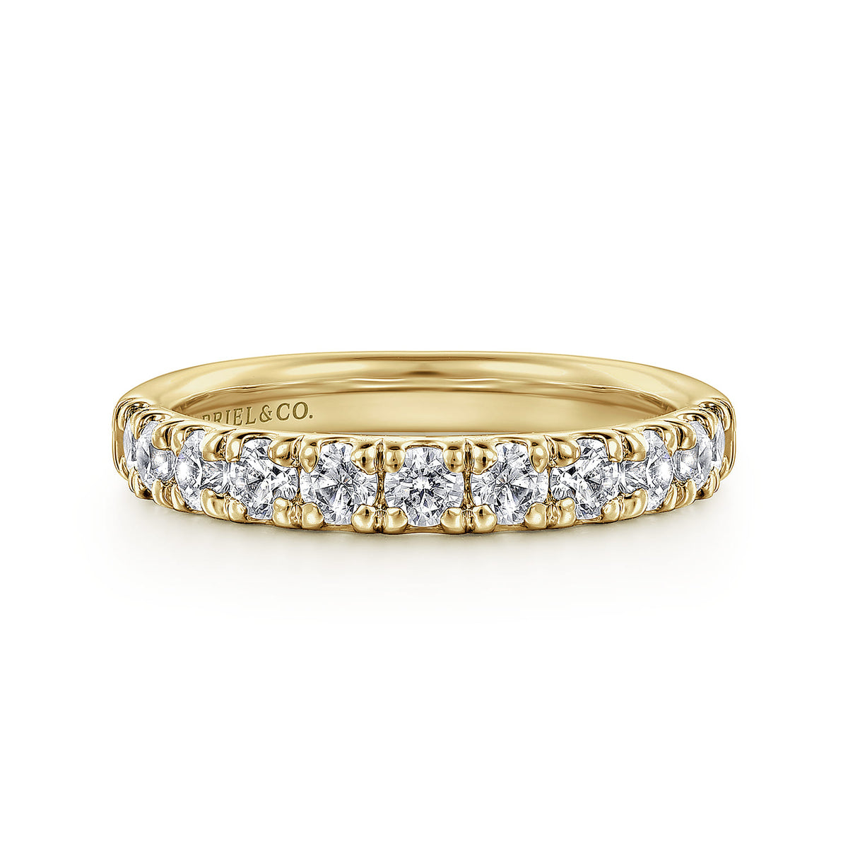 14K Yellow Gold French Pavé Set Diamond Wedding Band — Gabriel & Co. AN12085Y44JJ