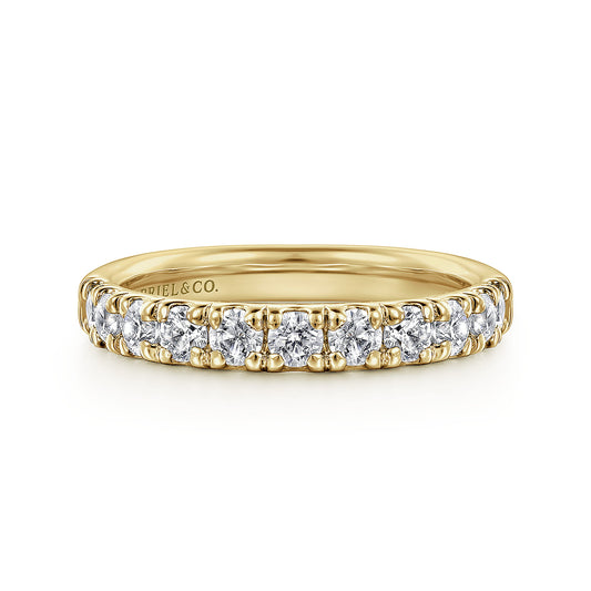 14K Yellow Gold French Pavé Set Diamond Wedding Band — Gabriel & Co. AN12085Y44JJ
