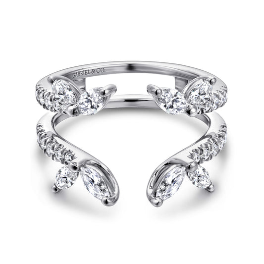 14K White Gold Marquise and Round Diamond Ring Enhancer — Gabriel & Co. AN12548M-W44JJ