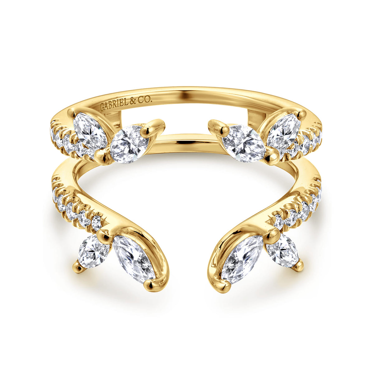 14K Yellow Gold Marquise and Round Diamond Ring Enhancer — Gabriel & Co. AN12548M-Y44JJ