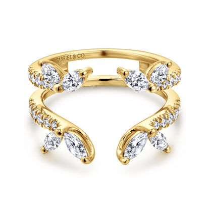 14K Yellow Gold Marquise and Round Diamond Ring Enhancer — Gabriel & Co. AN12548M-Y44JJ