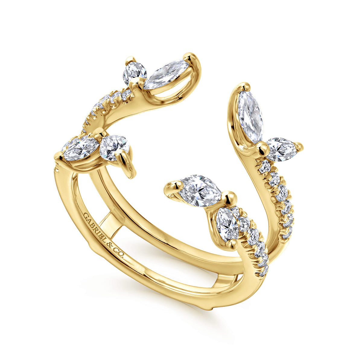 14K Yellow Gold Marquise and Round Diamond Ring Enhancer — Gabriel & Co. AN12548M-Y44JJ